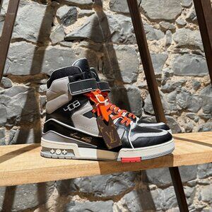 Louis Vuitton Black Grey LV Trainer 408 High-top Sneakers